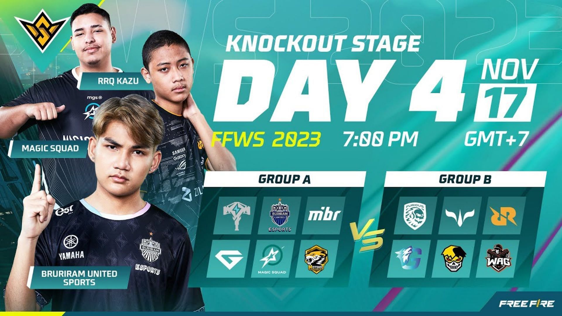 Free Fire World Series 2023 Knockout stage Day 4 Livestream, groups