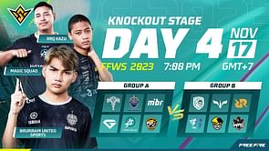 Free Fire World Series 2023 Knockout stage Day 4: Livestream, groups, teams, and how to watch