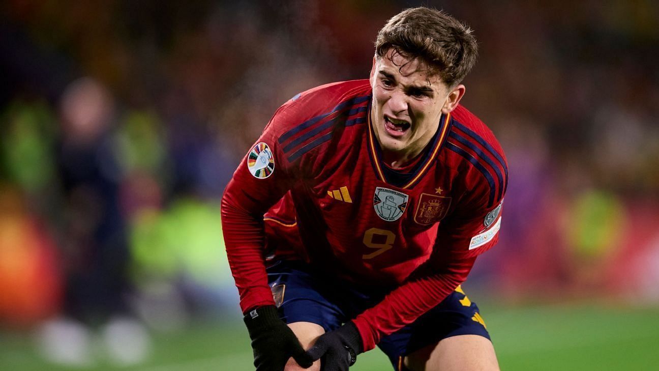 Spain&#039;s Gavi suffering from ACL injury (Image via ESPN)