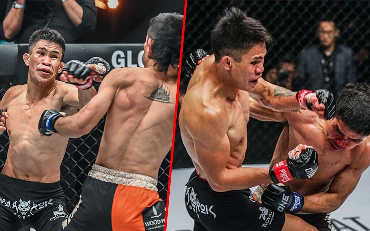 Jeremy Miado (left) and Miado fighting Danial Williams (right) | Image credit: ONE Championship