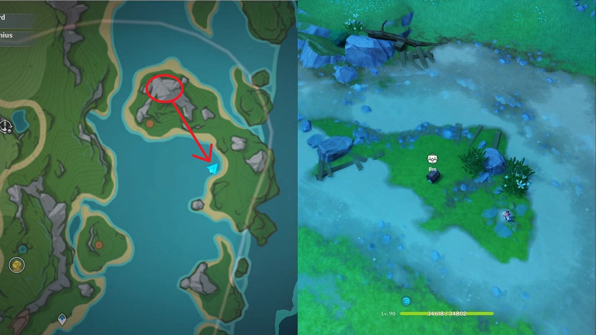 Location of the fish in the puzzle (Image via HoYoverse)