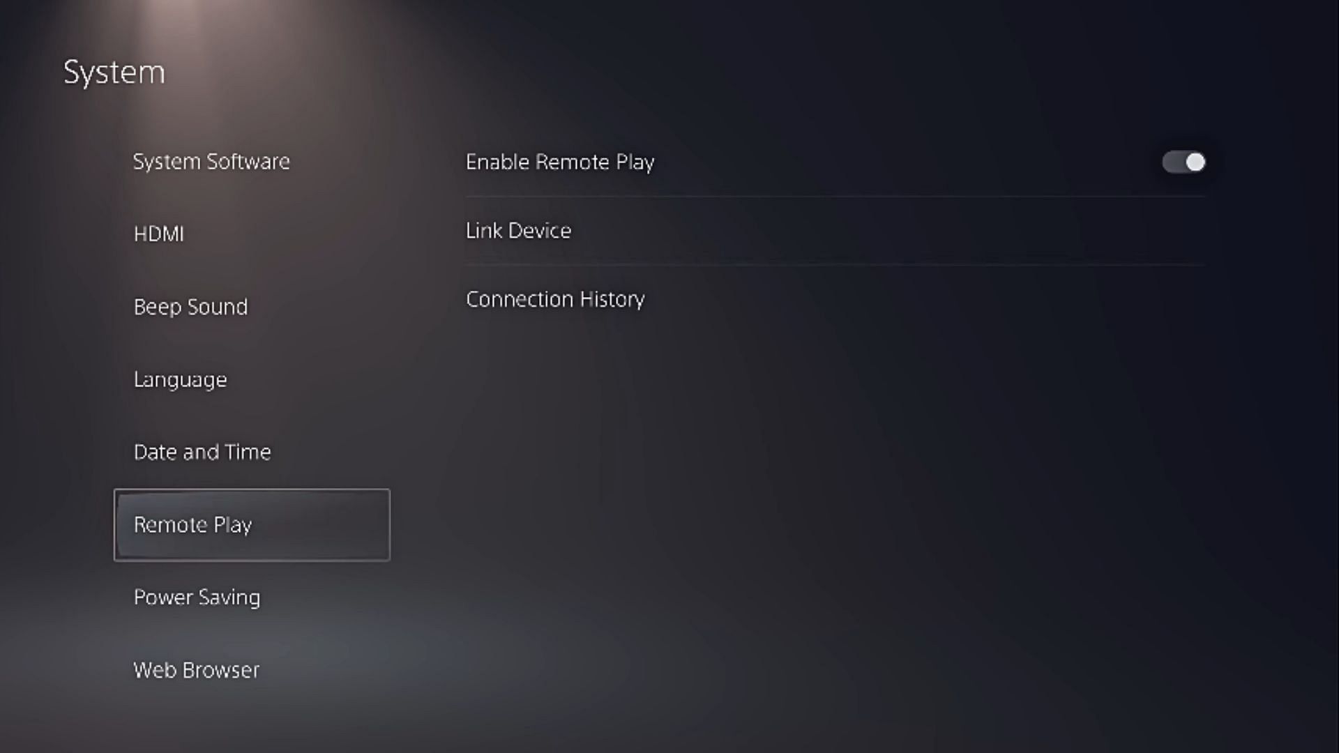 Enable Remote Play on this screen (Image via YouTube/PlayStation Access)