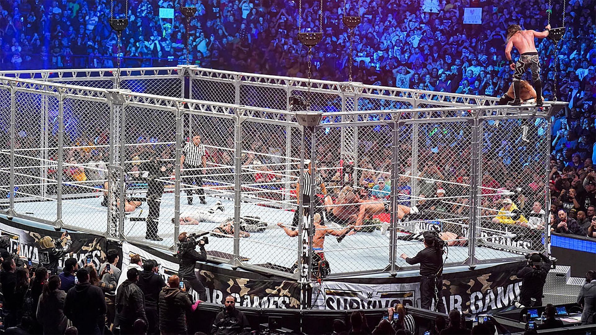 WWE Superstars battle in the WarGames main event at Survivor Series