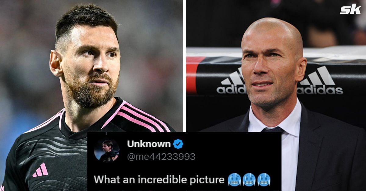 Zinedine Zidane shared a photo from his recent meet-up with Lionel Messi