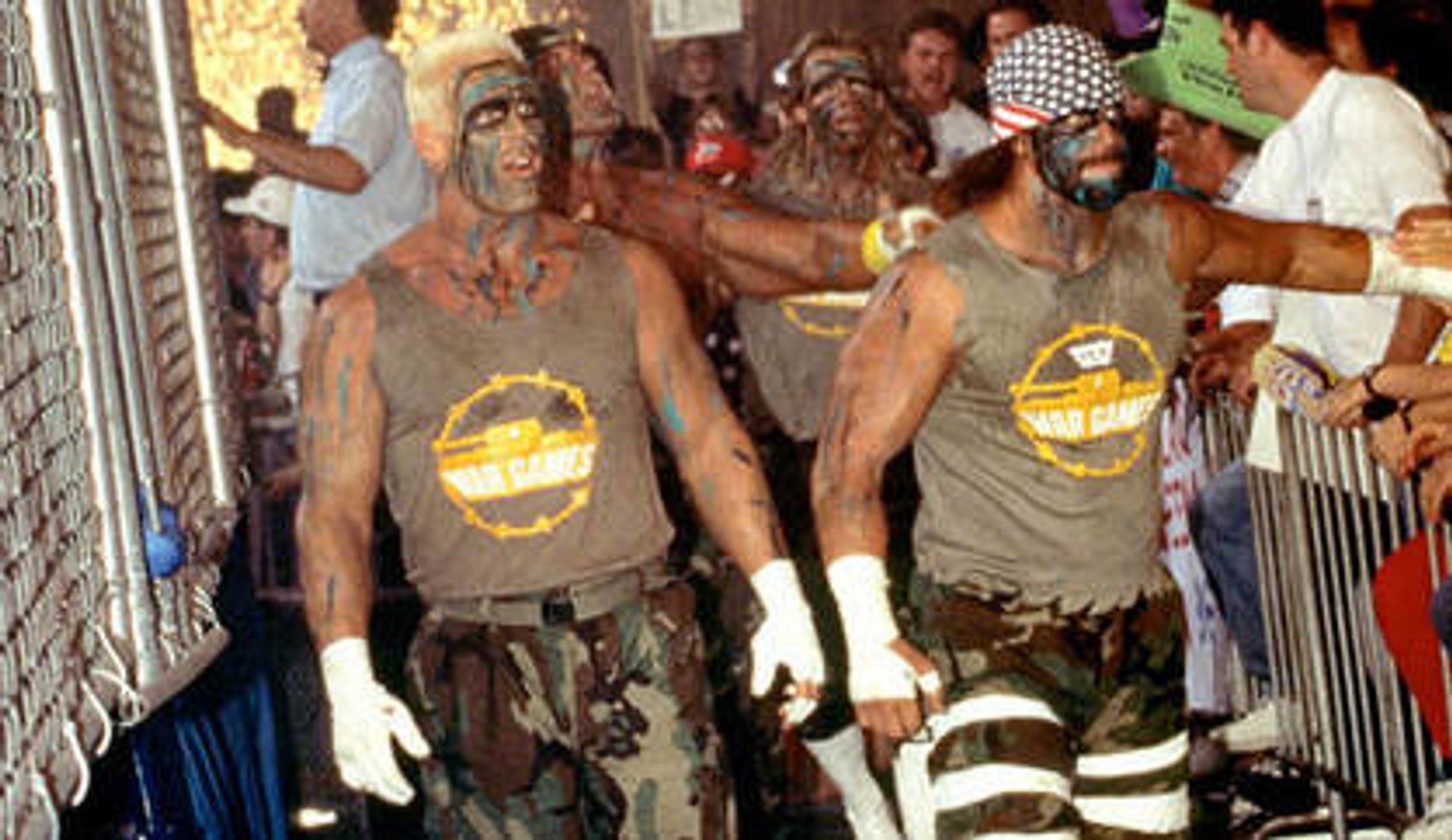 WWE Hall of Famers Sting and &quot;Macho Man&quot; Randy Savage head to the ring to play some WarGames in 1995.