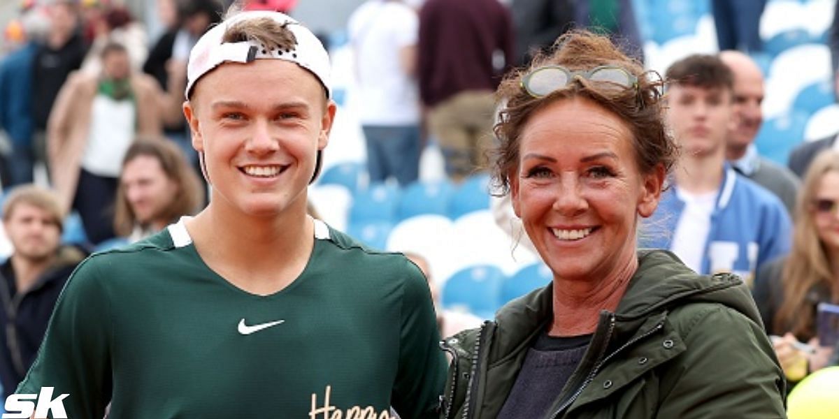 Holger Rune with his mother Aneke Rune