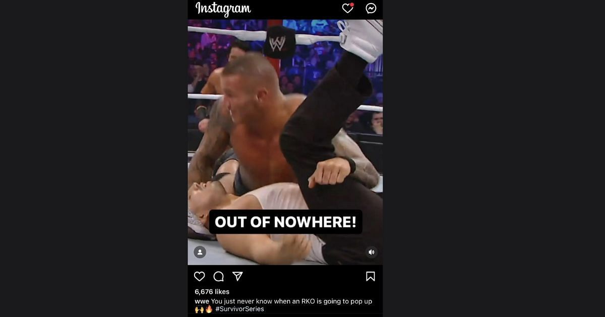 A screenshot of WWE&#039;s IG post before it was edited.