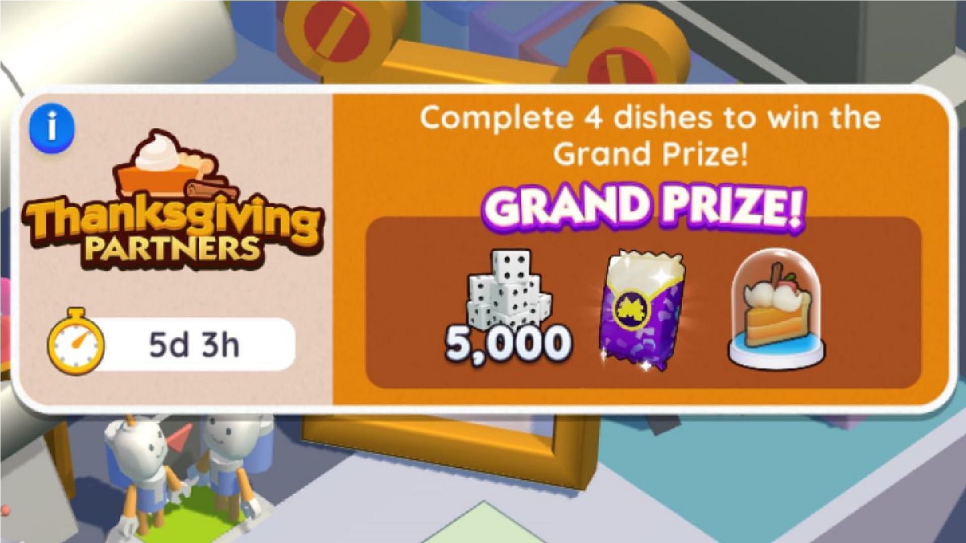 The prizes for Thanksgiving Partners in Monopoly Go event (Image via Scopely)