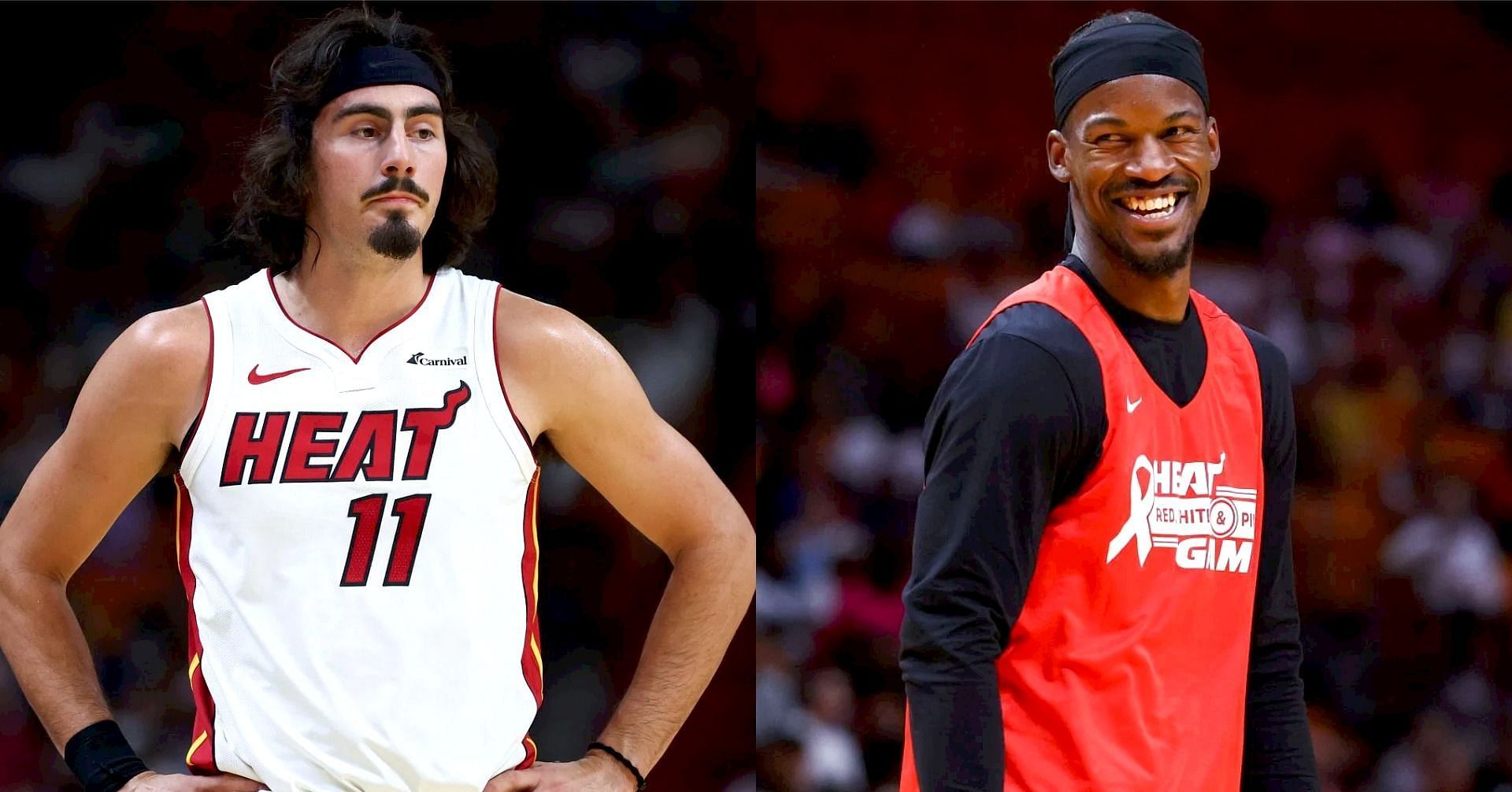 Miami Heat rookie forward Jaime Jaquez Jr. and Heat superstar forward Jimmy Butler