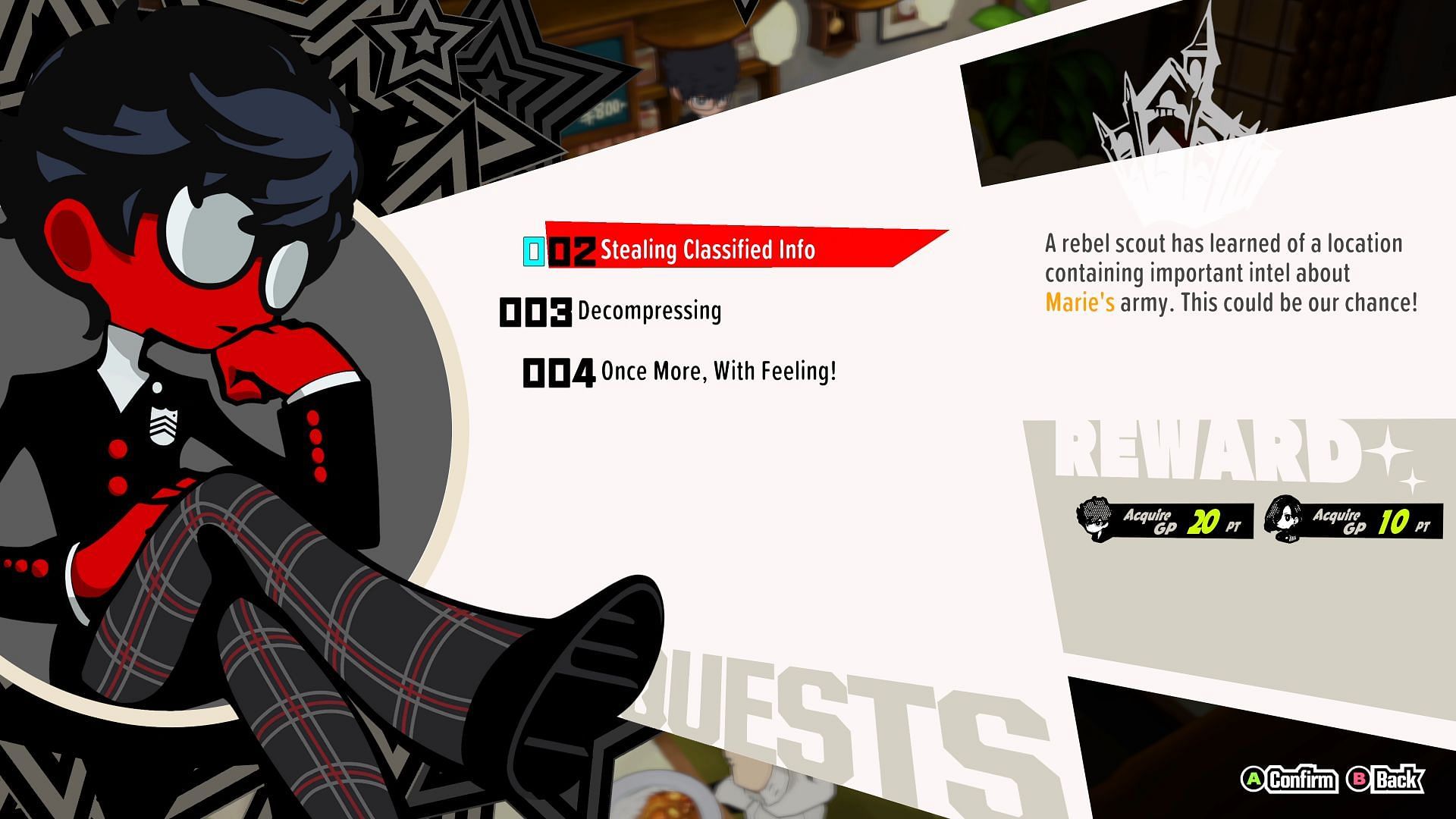 Completing side quests will provide a lot of GP (Image via Persona 5 Tactica)