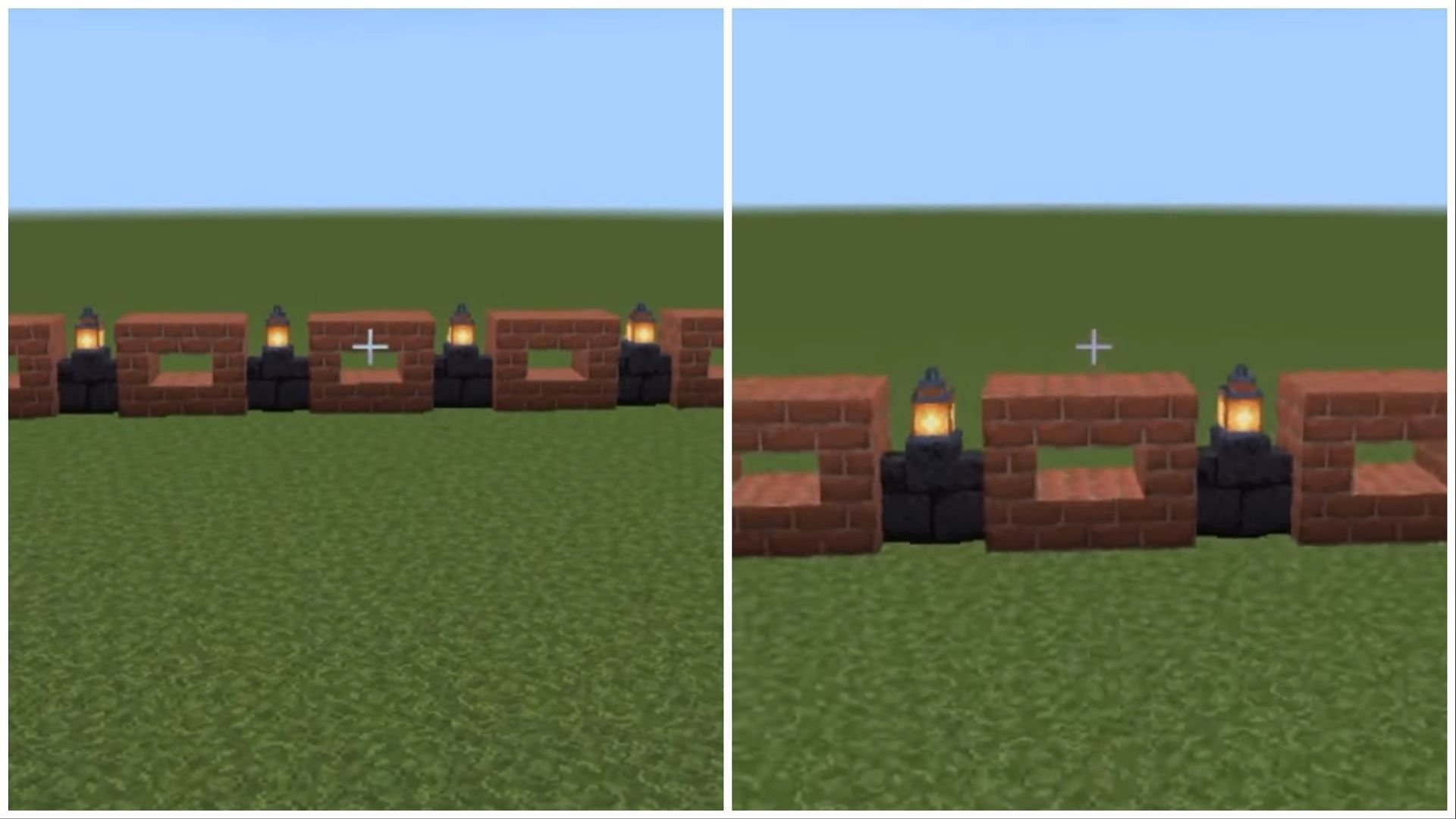Simple wall design using lanterns and bricks (Image via Mojang)