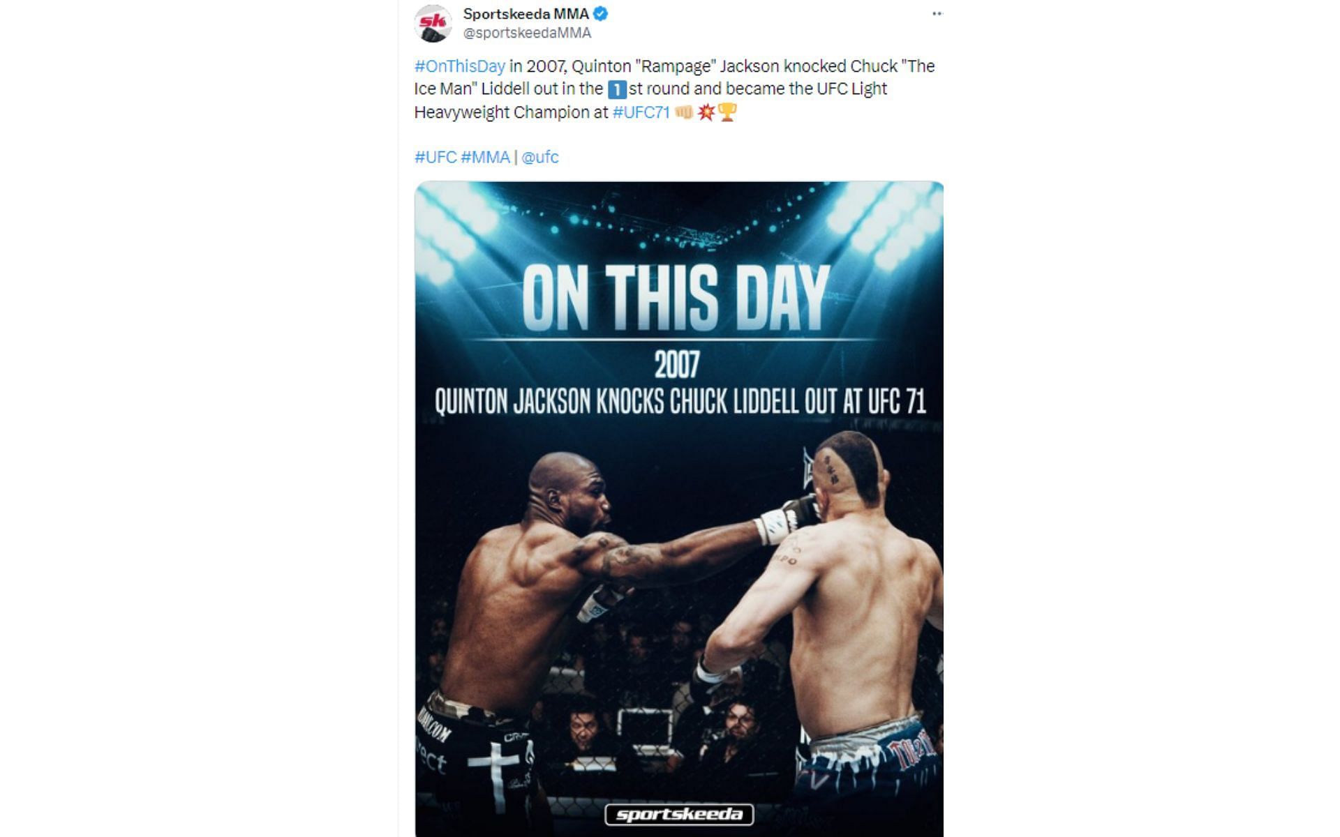 Tweet regarding UFC 71