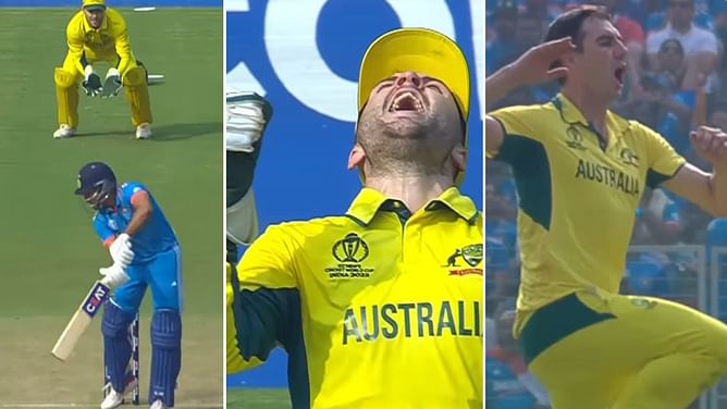 [Watch] Pat Cummins roars in delight as Shreyas Iyer departs early in IND vs AUS 2023 World Cup final