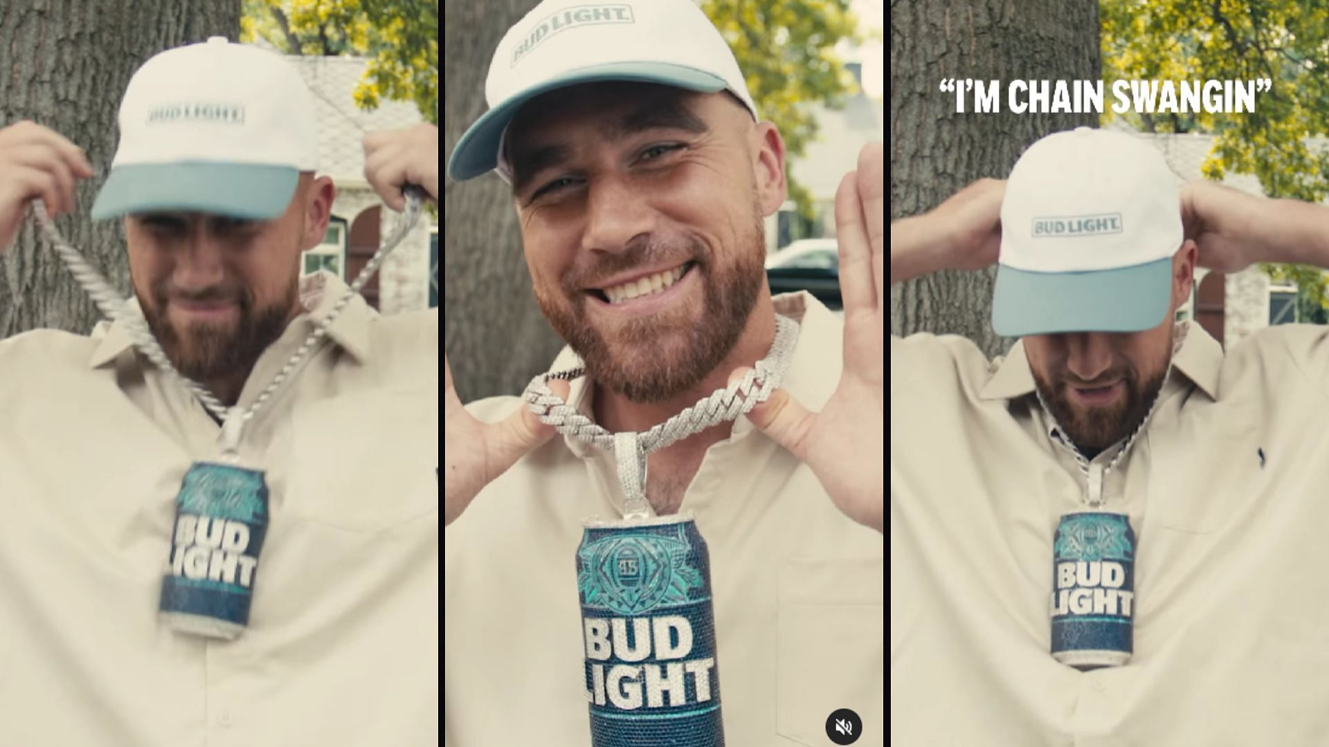  Travis Kelce rocks iced-out 200-carat Bud Light chain after eventful bye week at Taylor Swift concert