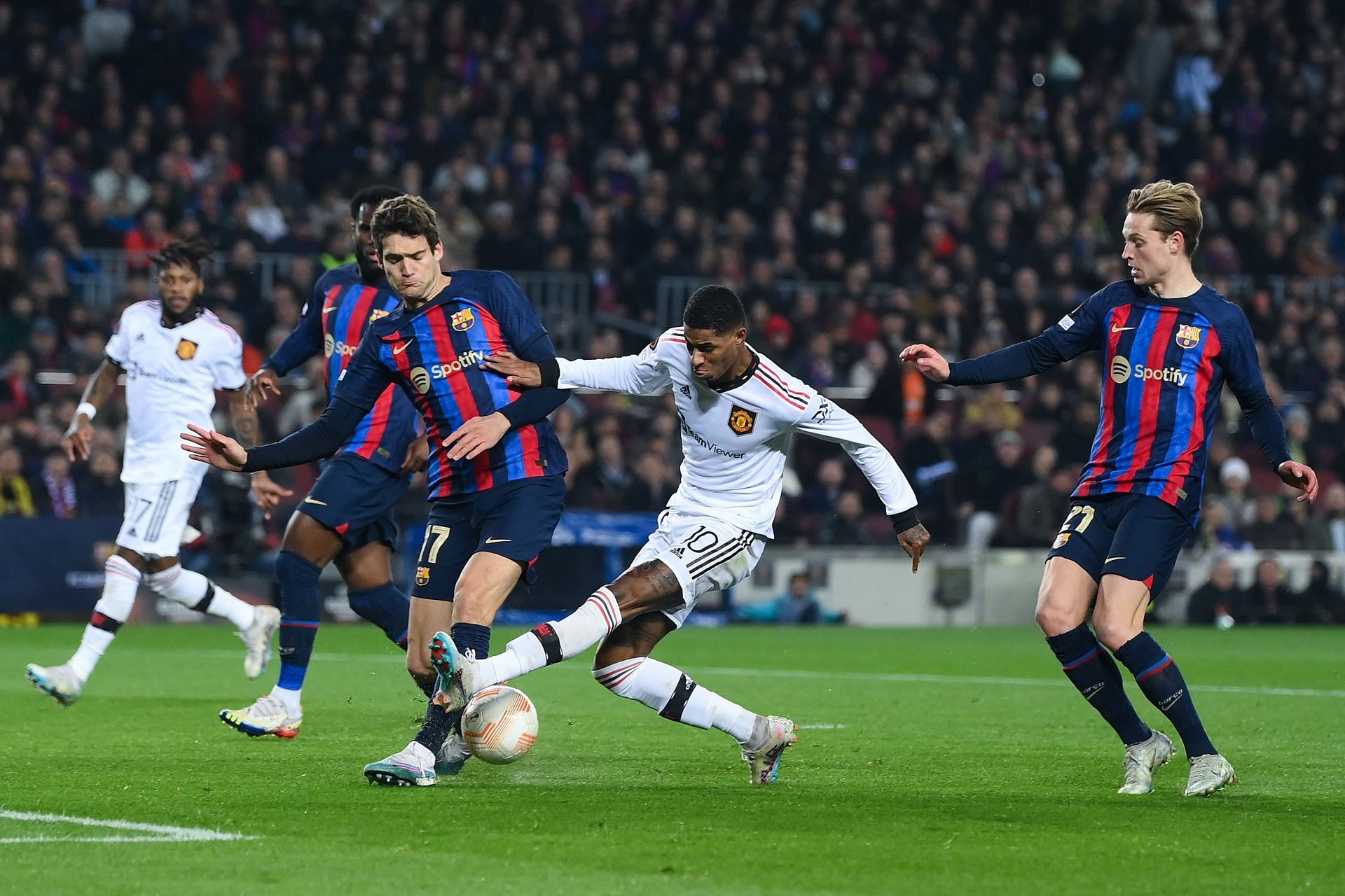 Marcus Rashford scored against the Blaugrana last season.