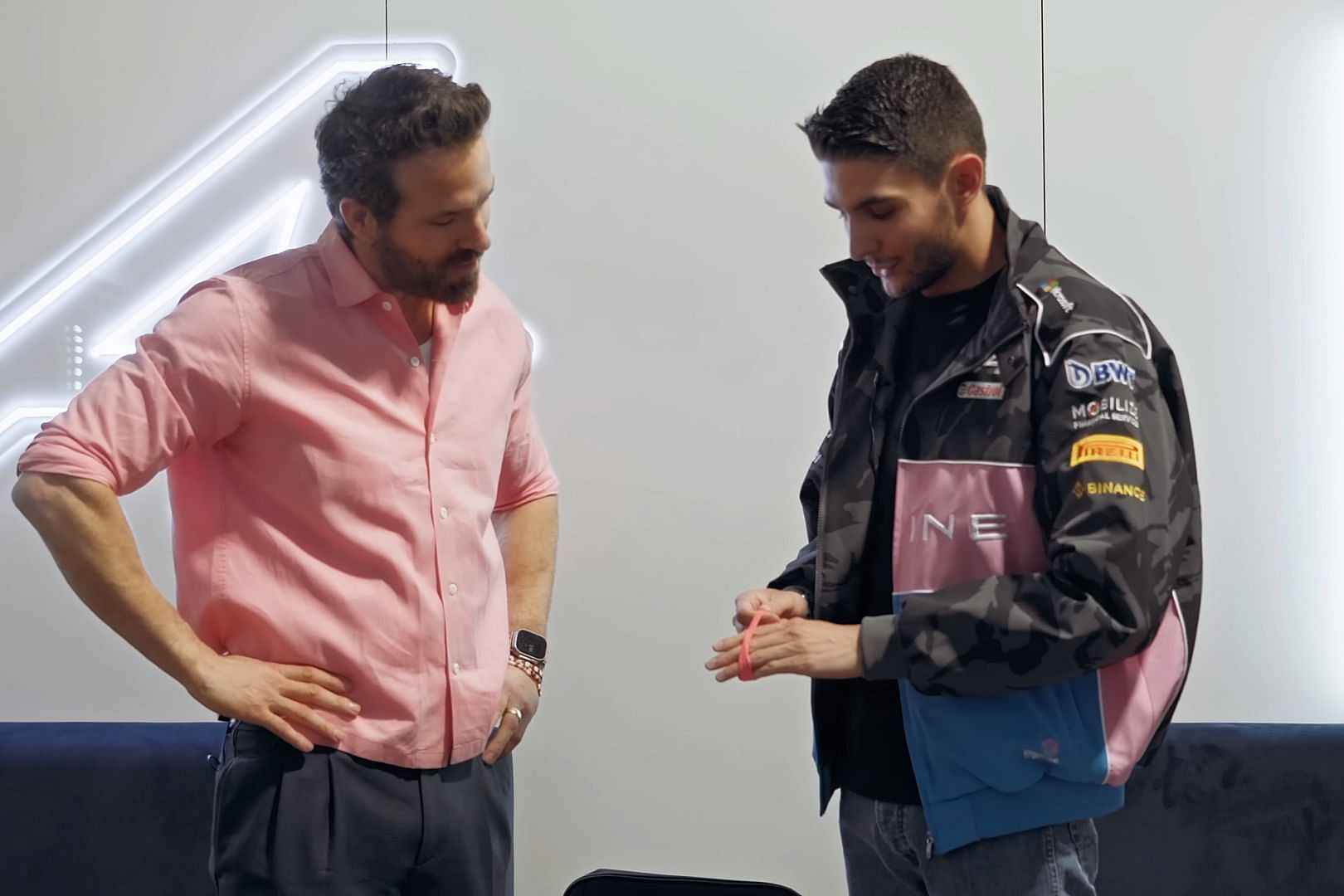 Ryan Reynolds meeting Esteban Ocon before the 2023 F1 Las Vegas Grand Prix (Image via YouTube/Ryan Reynolds)
