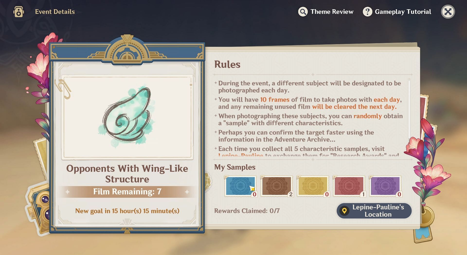 Take pictures of enemies with wing-like structure (Image via HoYoverse)