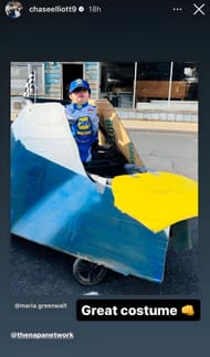 Chase Elliott's reaction via Instagram