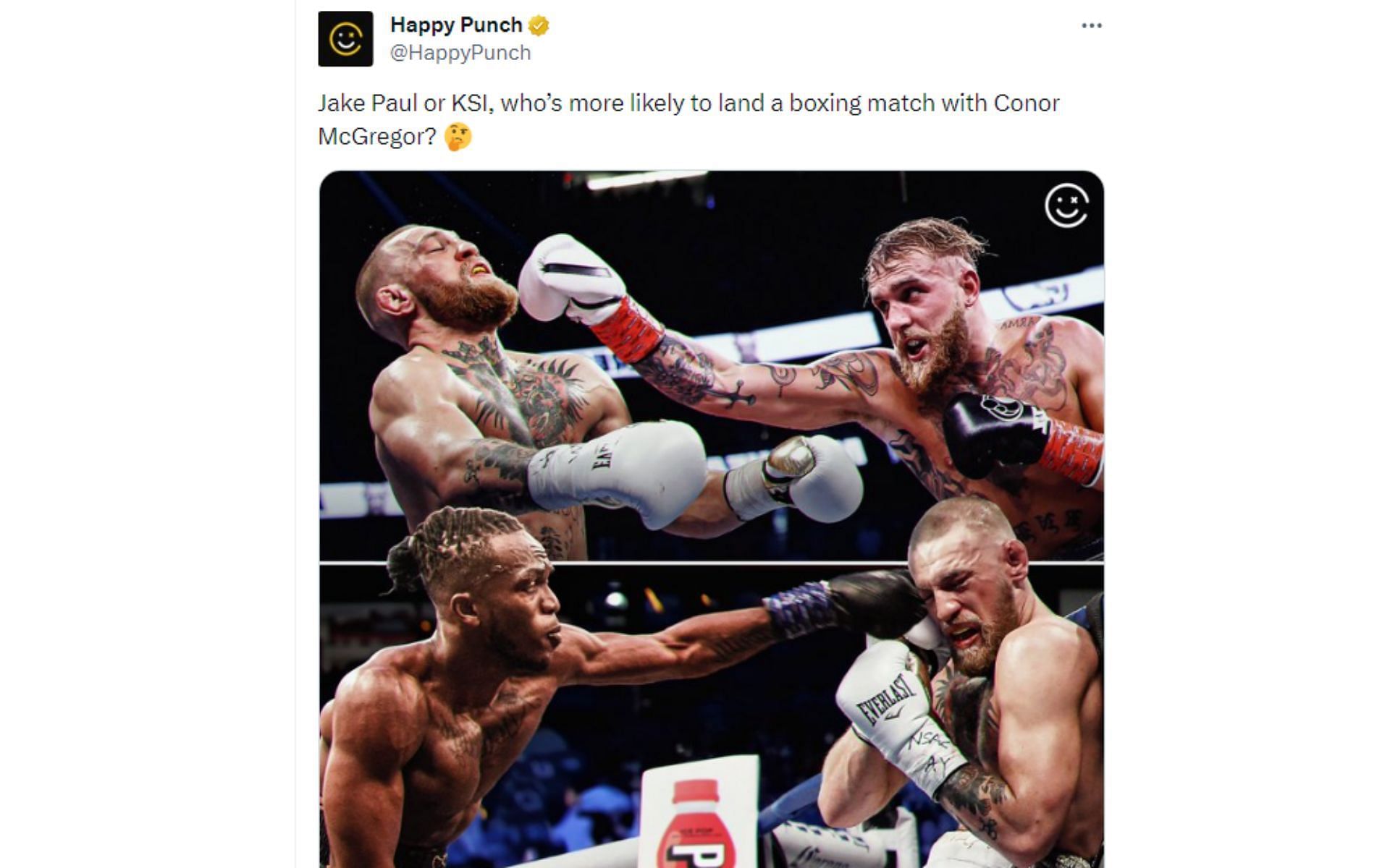 Happy Punch&#039;s tweet regarding the boxing match.