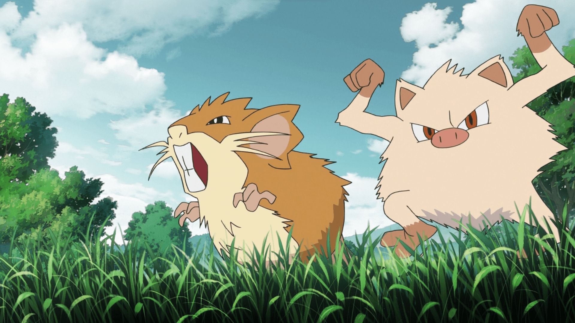 Raticate and Mankey as seen in the anime (Image via The Pokemon Company)