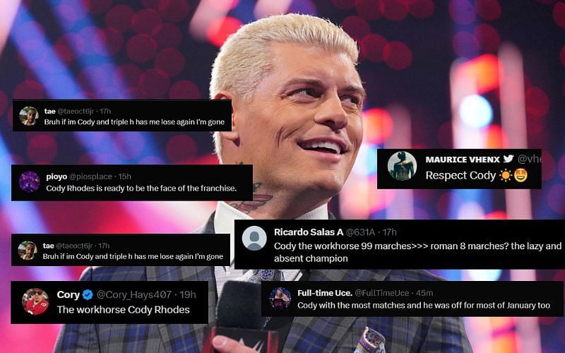WWE fans were impressed with Cody Rhodes topping the list of wrestlers with the highest number of matches.
