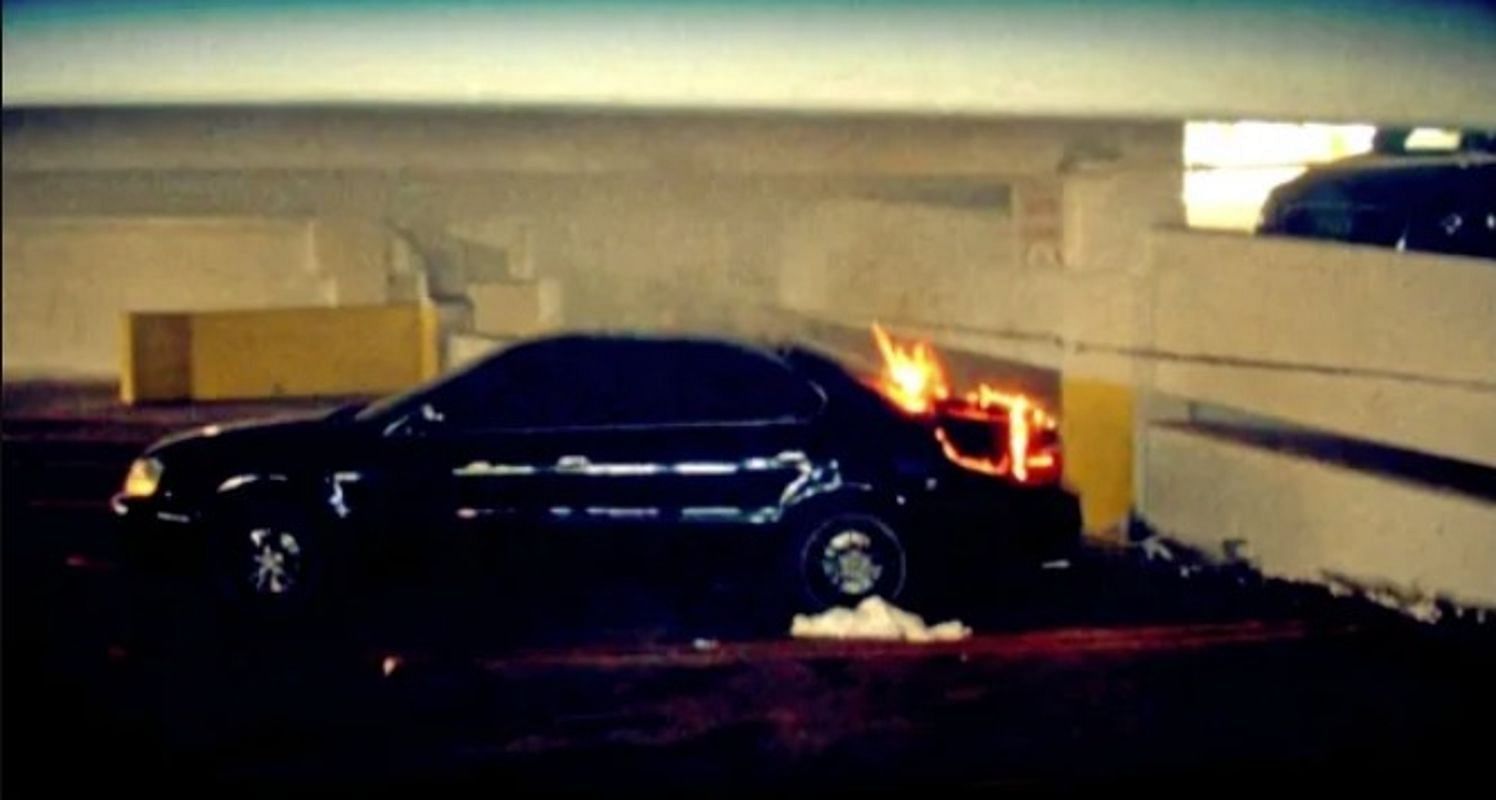 The burning car that set off the investigation (Image via Dateline NBC)