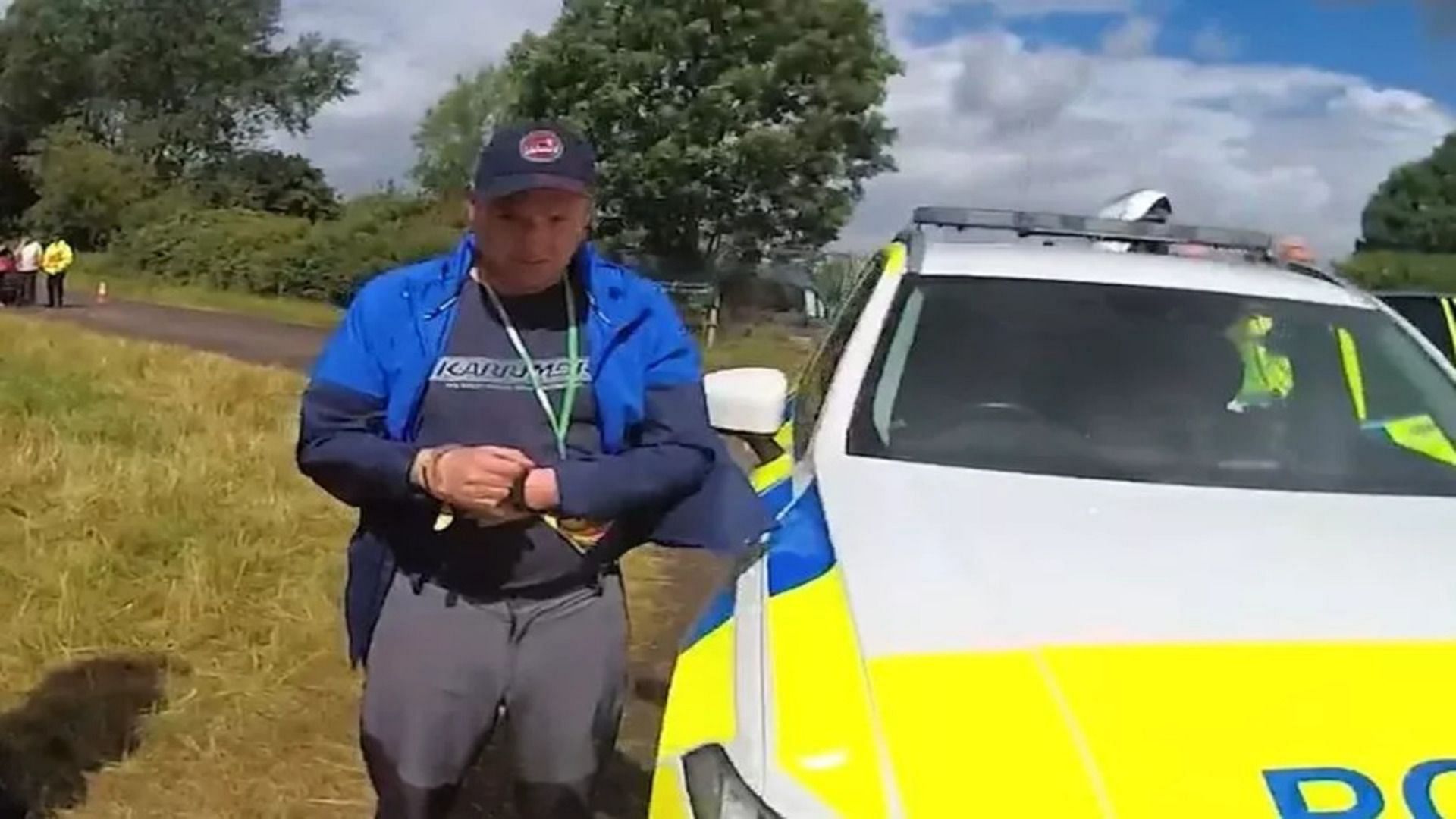 James Witham, who accepts shooting Ashley Dale but denies murder, being arrested at Glastonbury festival on suspicion of possession of a knife (Image via Merseyside Police)