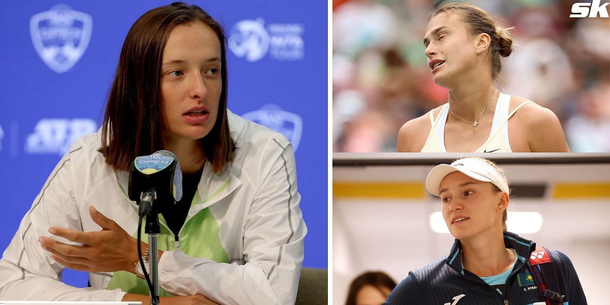Iga Swiatek (L), Aryna Sabalenka, Elena Rybakina (R)