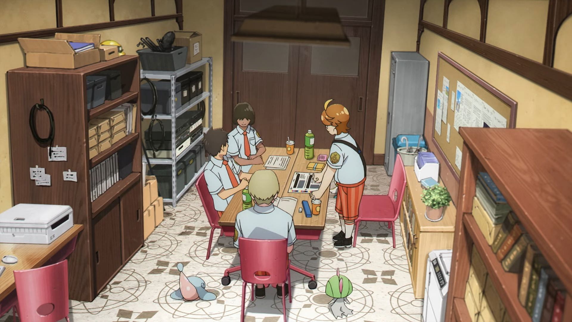 Naranja Academy&#039;s news department meets in Pokemon: Paldean Winds Episode 3 (Image via The Pokemon Company)