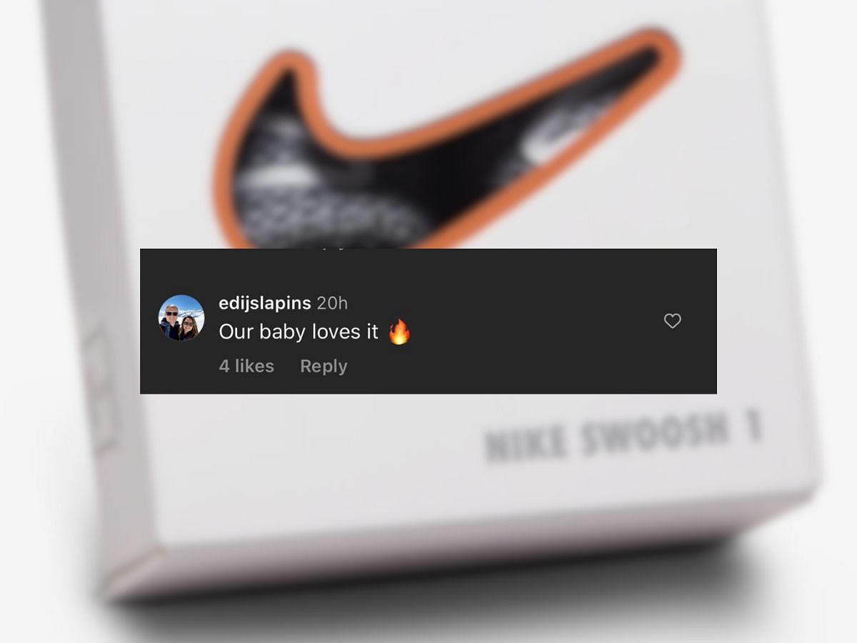 A fan dropped a positive review on the Swoosh 1 campaign visuals on November 24 saying their baby loves it (Image via Instagram/ Nike)