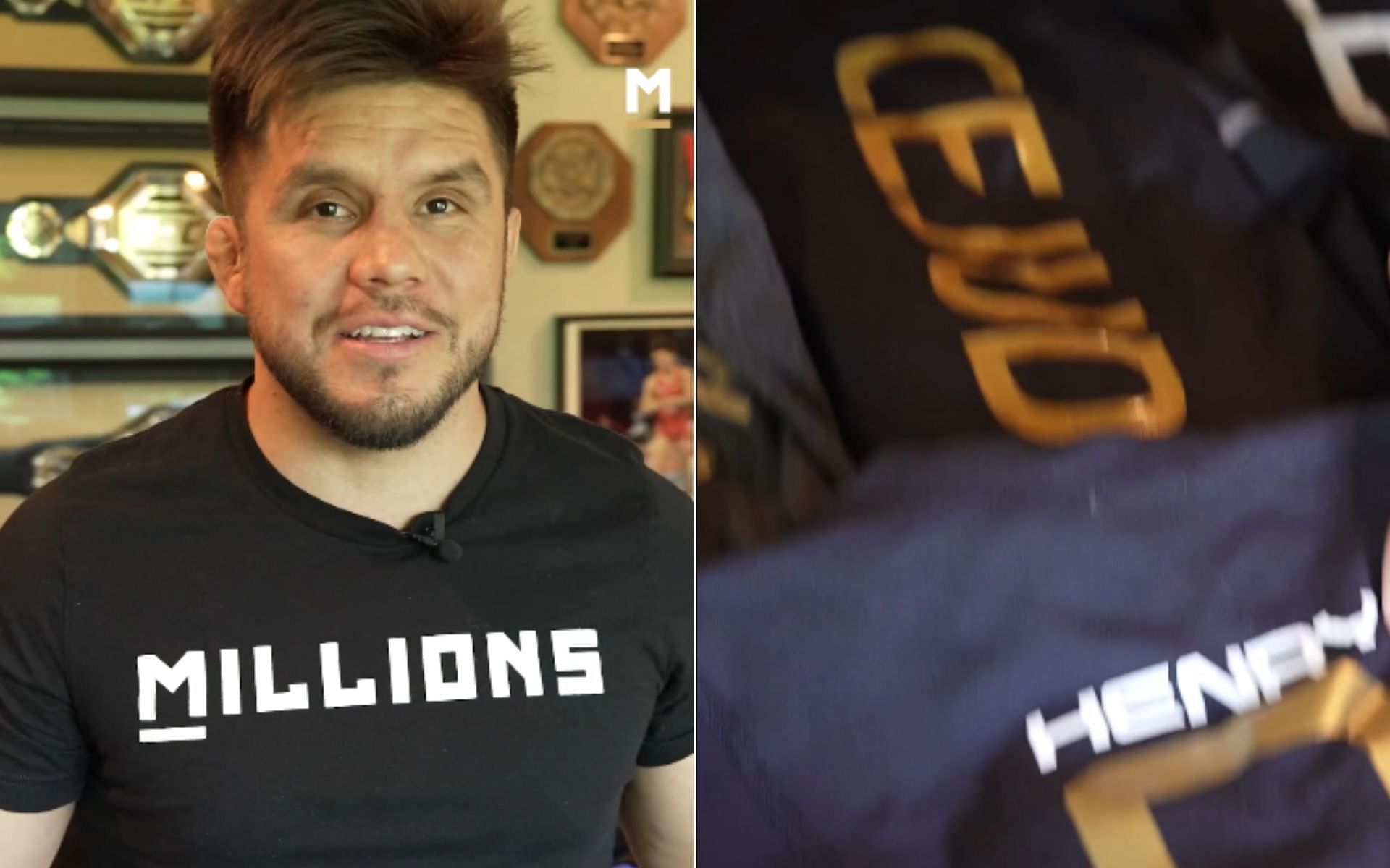 Henry Cejudo [Left], and items being auctioned off in MMA Yard Sale [Right] [Image courtesy: MILLIONS.co] 