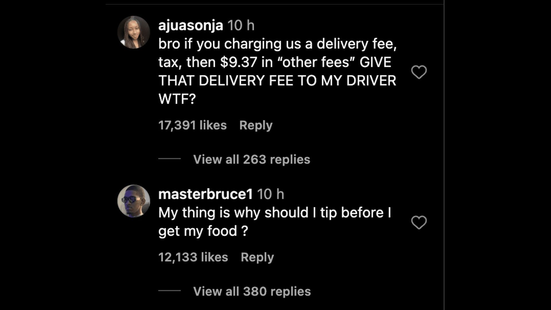 Social media users bashed the delivery app as they announced delayed deliveries for customers who won&#039;t tip: Reactions explored (Image via Instagram)