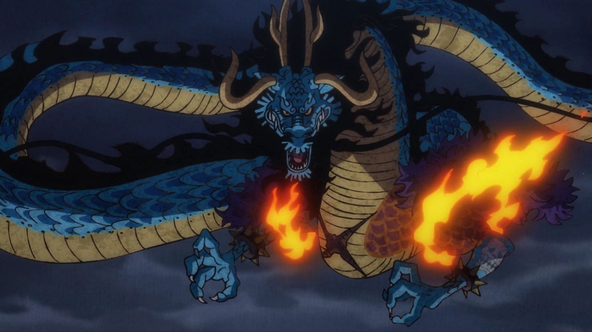 The power granted by the Fish-Fish fruit, Model: Azure Dragon is truly spectacular. (Image via Toei Animation)