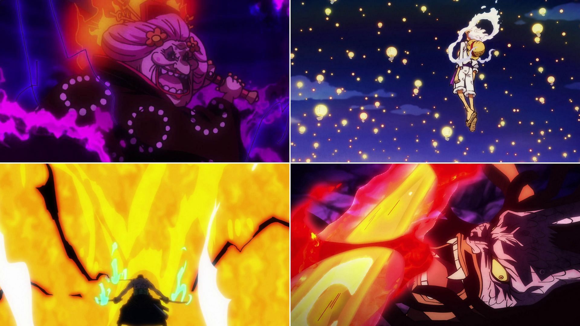 The clash battle between the two Yonkos. Big Mom vs Hybrid Kaido - One