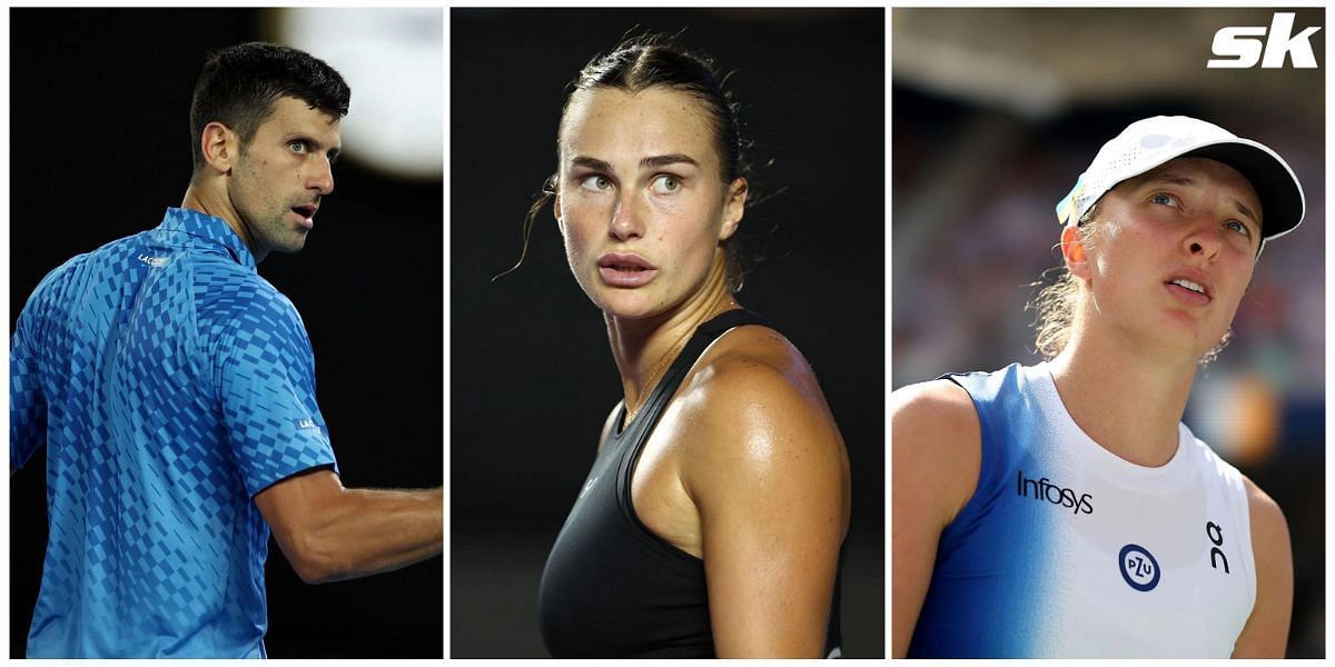 From L-R: Novak Djokovic, Aryna Sabalenka and Iga Swiatek.
