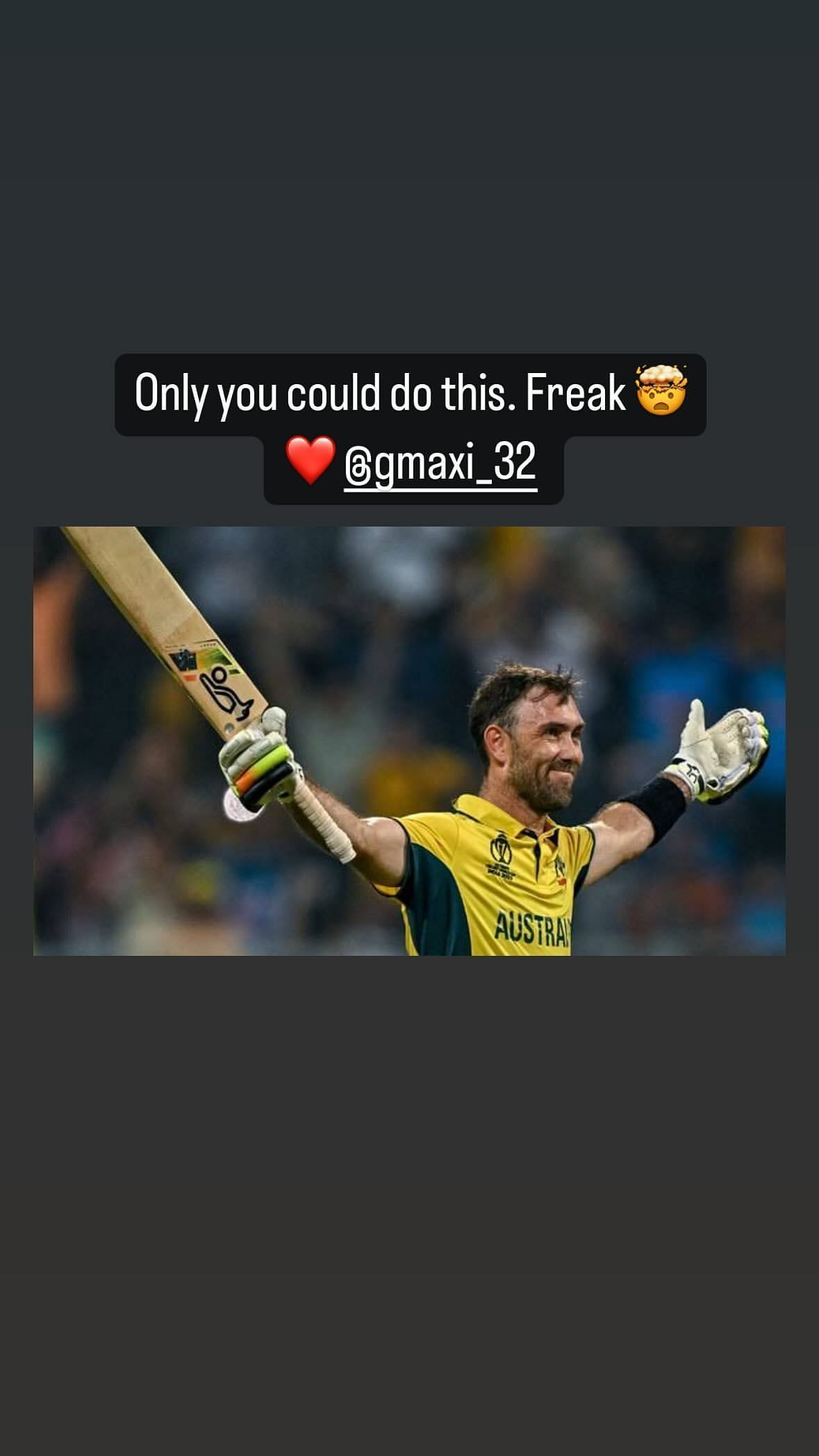 Virat Kohli praises Glenn Maxwell. (Credit: Instagram)