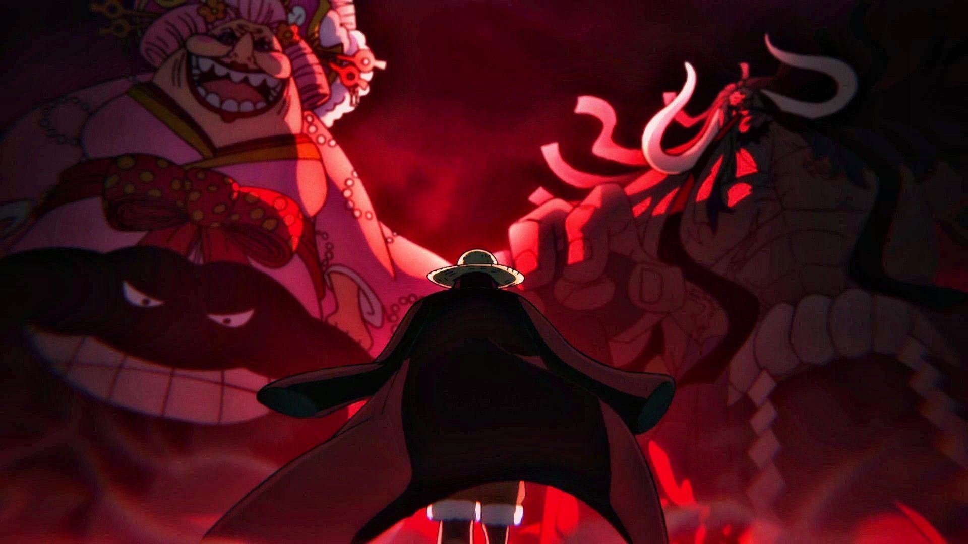 Luffy Walks Past Big Mom and Kaido (Image via Toei Animation)