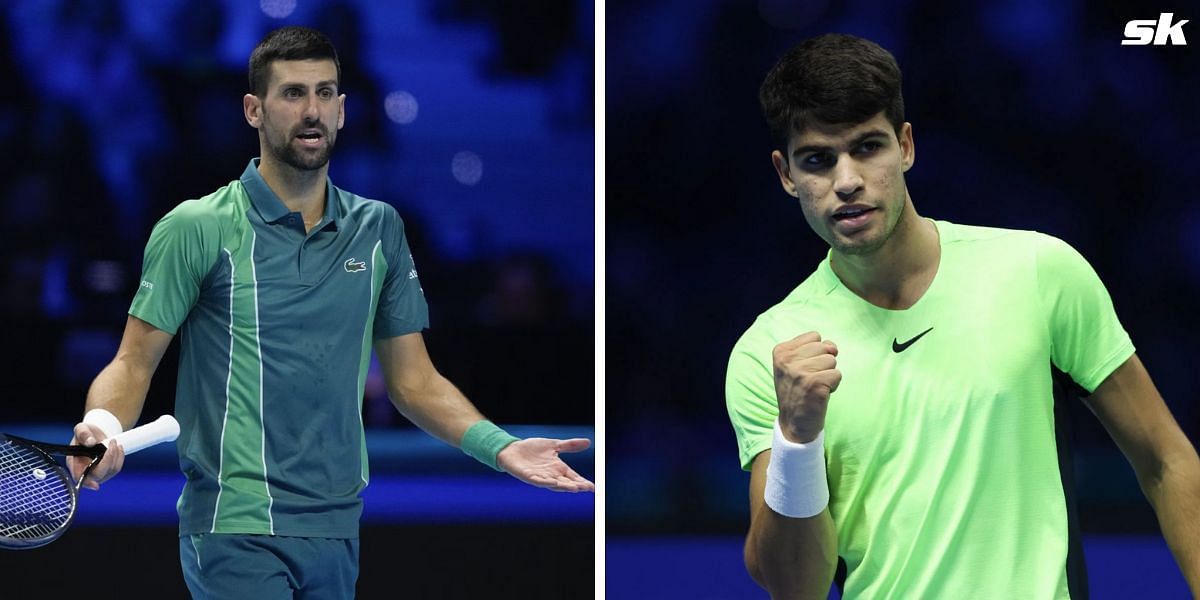 Novak Djokovic (L) and Carlos Alcaraz (R)