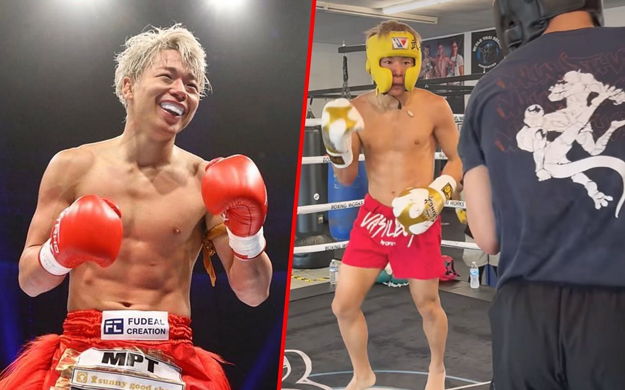 Takeru Segawa (left) and Takeru a sparring session (right)