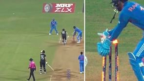 [Watch] KL Rahul dislodges bails with gloves as Kane Williamson avoids close call during IND vs NZ semifinal