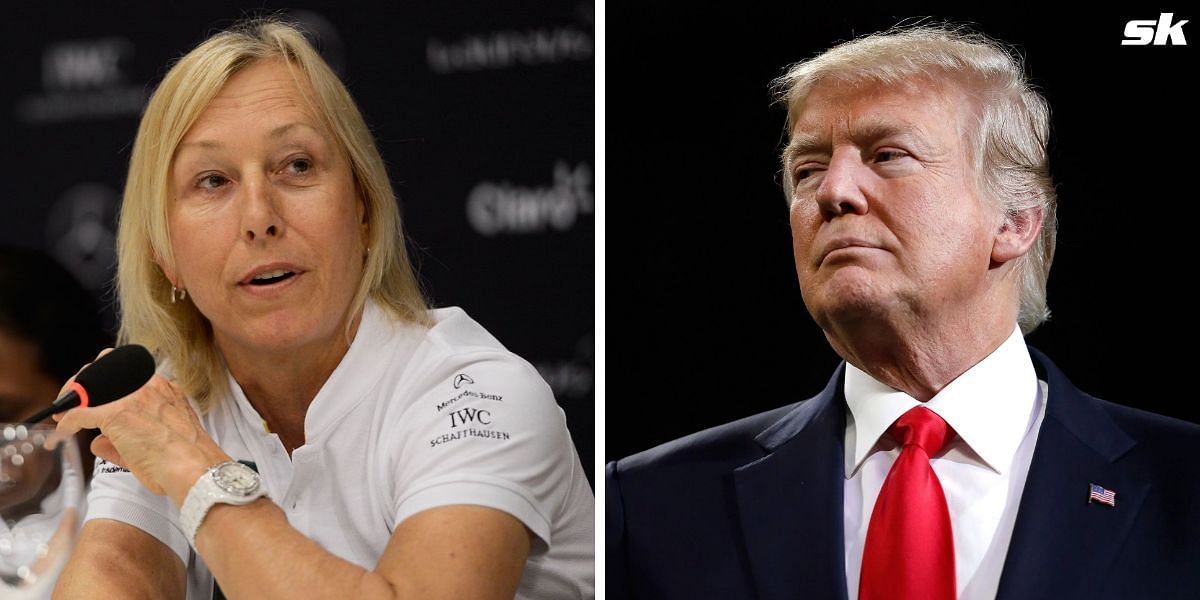 Martina Navratilova (L) and Donald Trump (R)