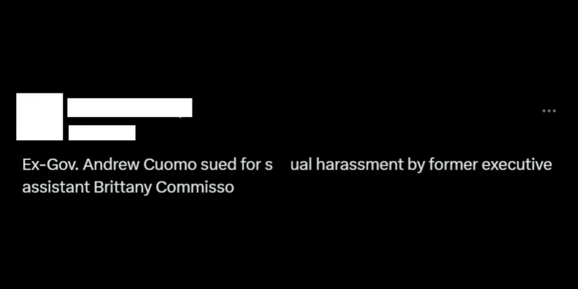 Brittany Commisso is suing ex-Governor Andrew Cuomo in a new s**ual harassment lawsuit. (Image via X/@nypost)