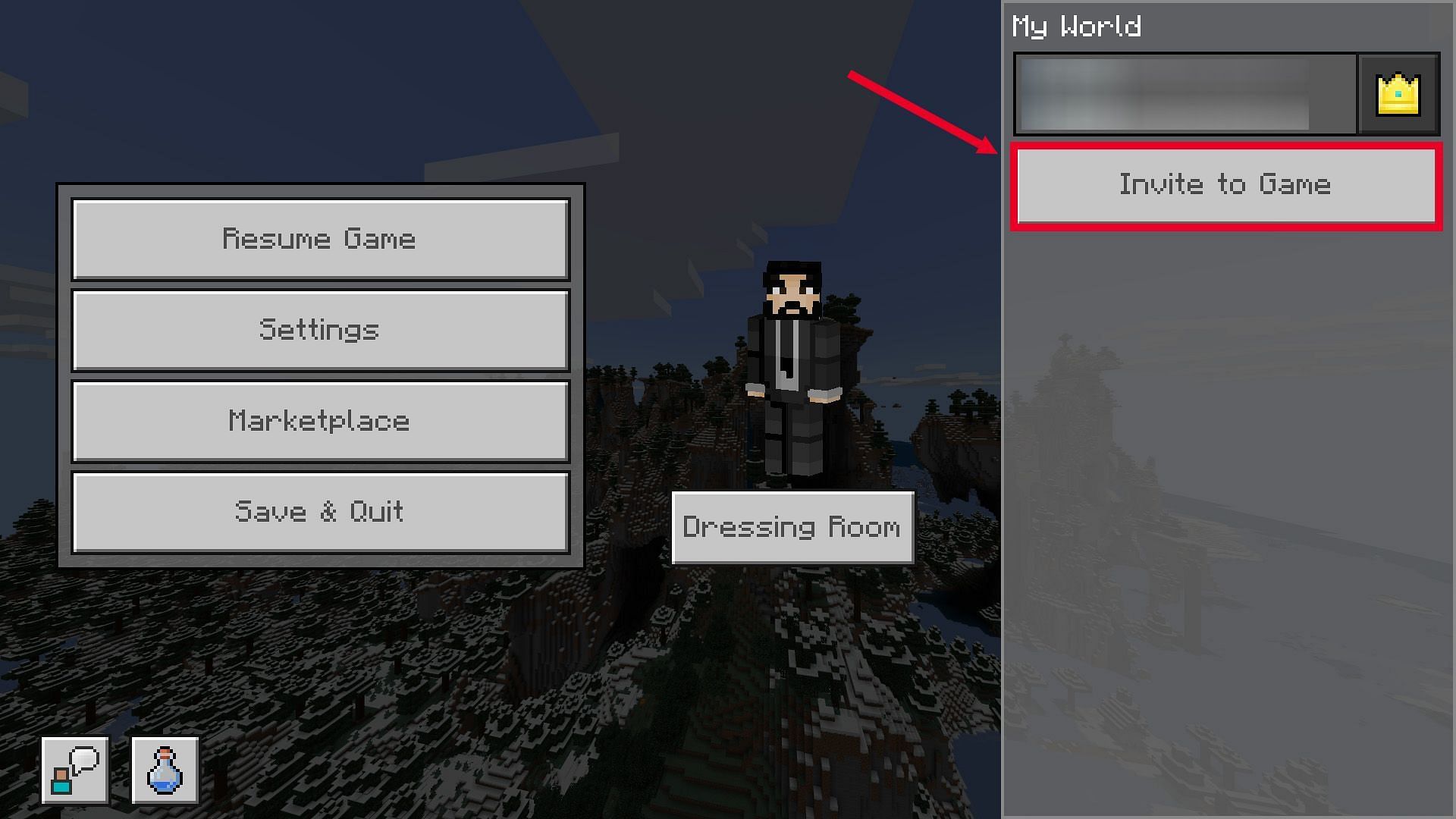 Access the settings to invite your friends in the world (Image via Mojang)