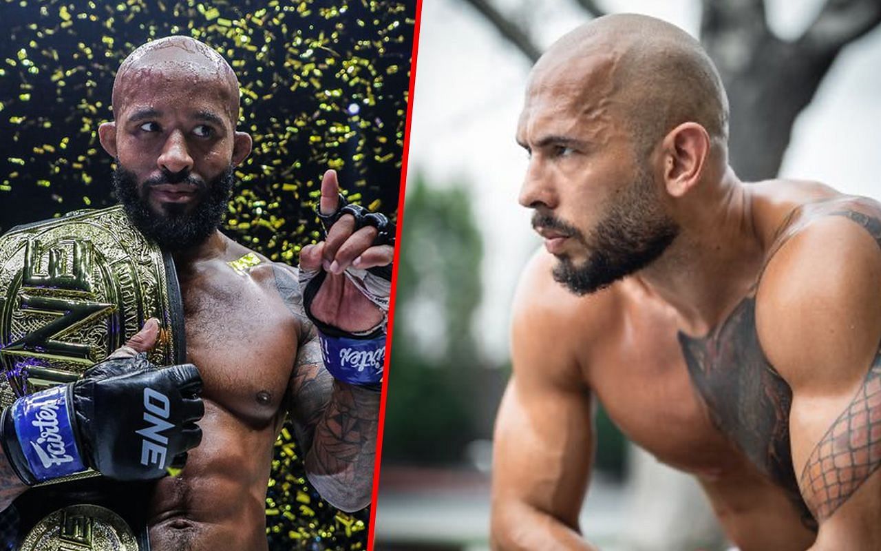 Demetrious Johnson (left) and Andrew Tate (right)
