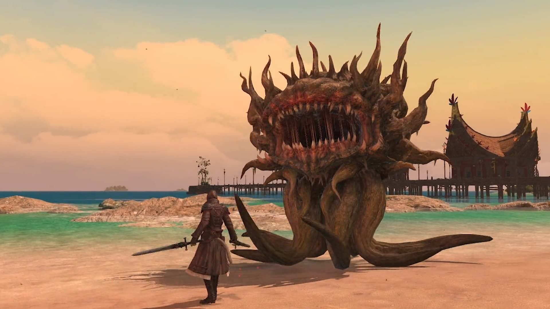 The Viper job battling a Morbol in Final Fantasy 14
