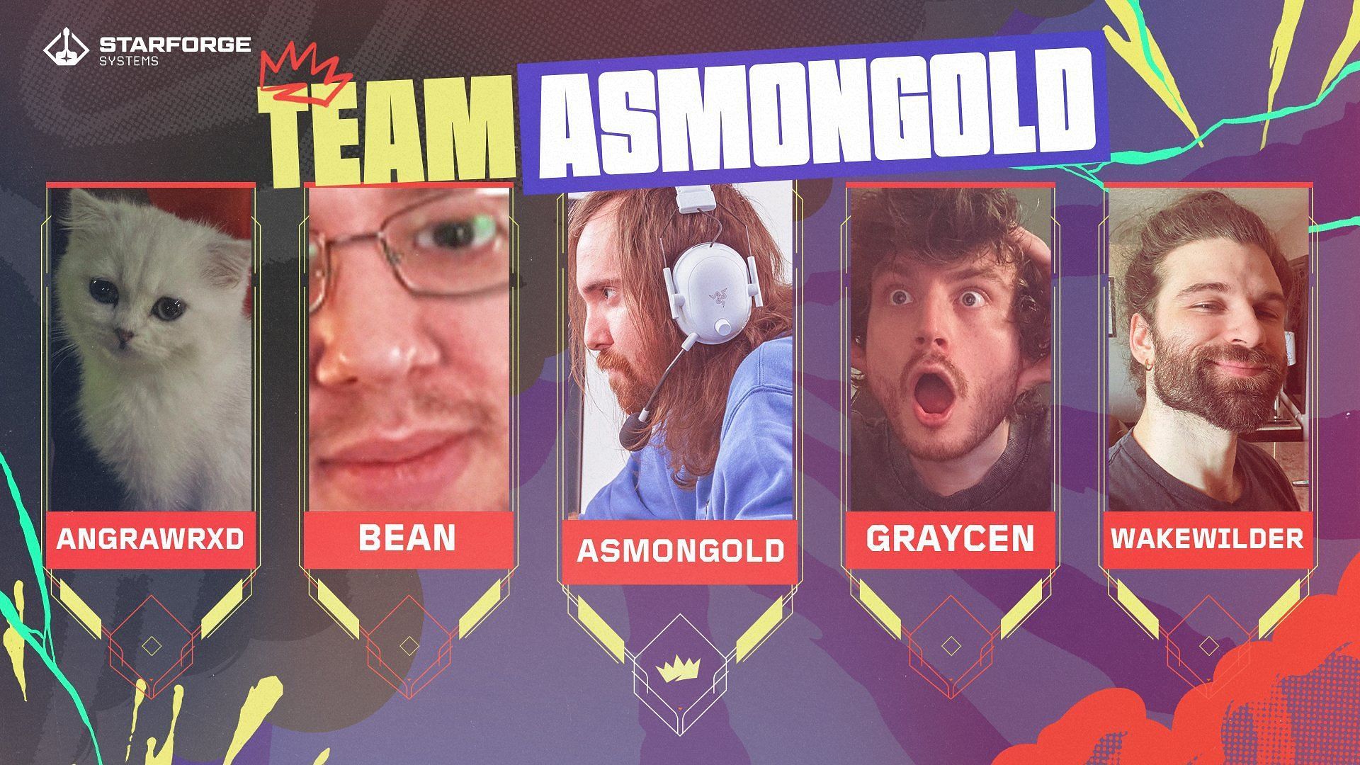 Asmongold&#039;s team at the Valorant tournament (Image via X)