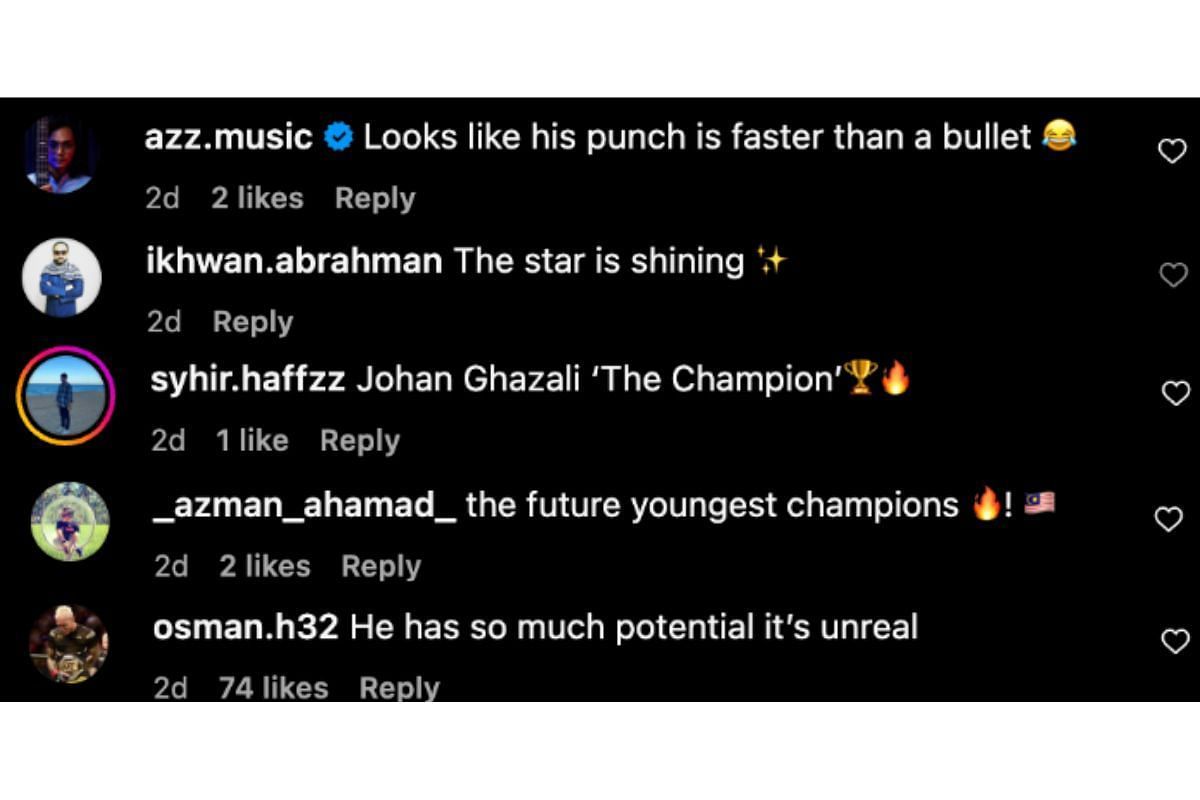 Screenshot of fans&#039; comments