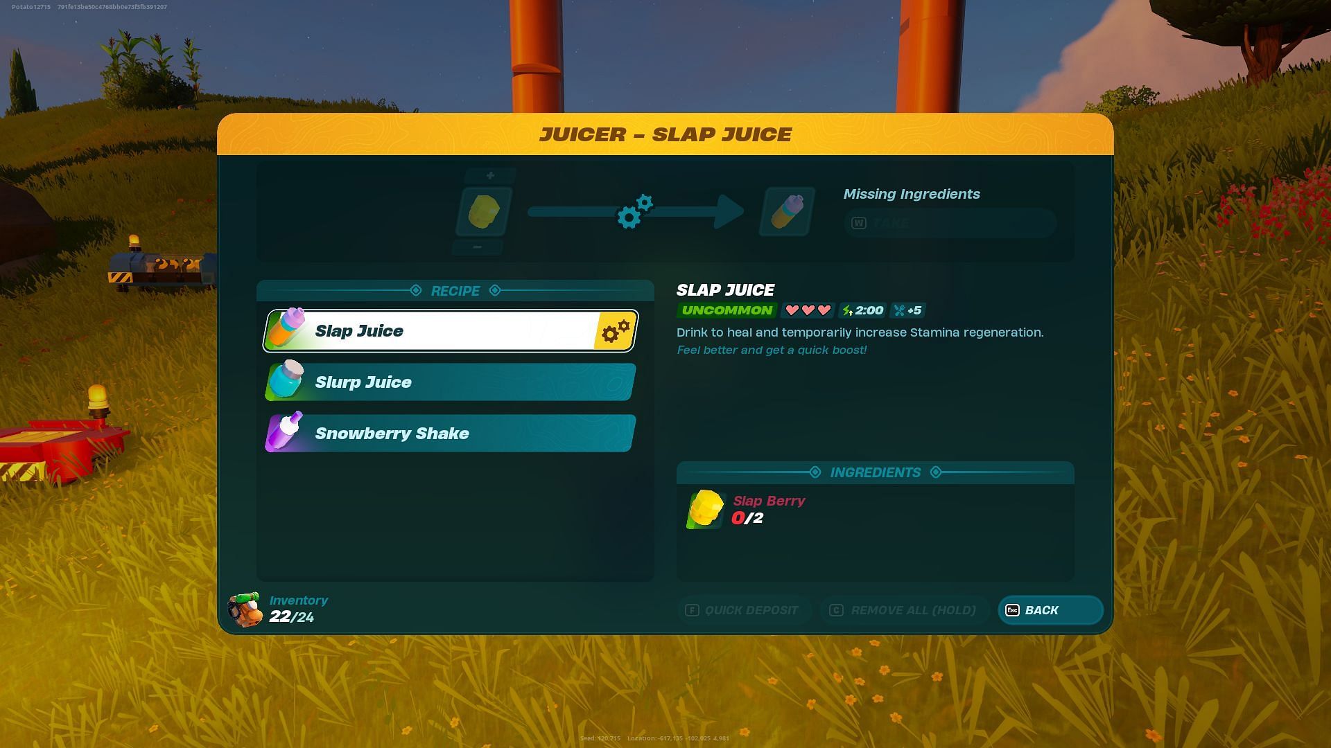 Slap Juice is made in a 2:1 ratio (Image via Epic Games)