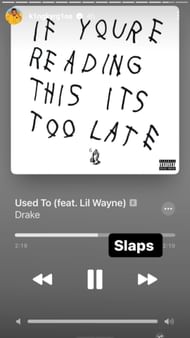 Nivk Kyrgios Instagram story with Drake's Song
