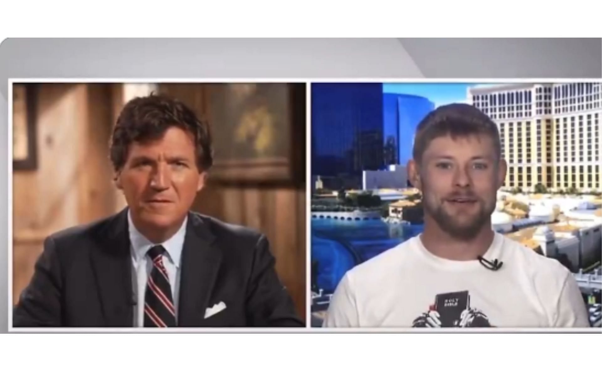 Screenshot of Bryce Mitchell sharing his story with Tucker Carlson